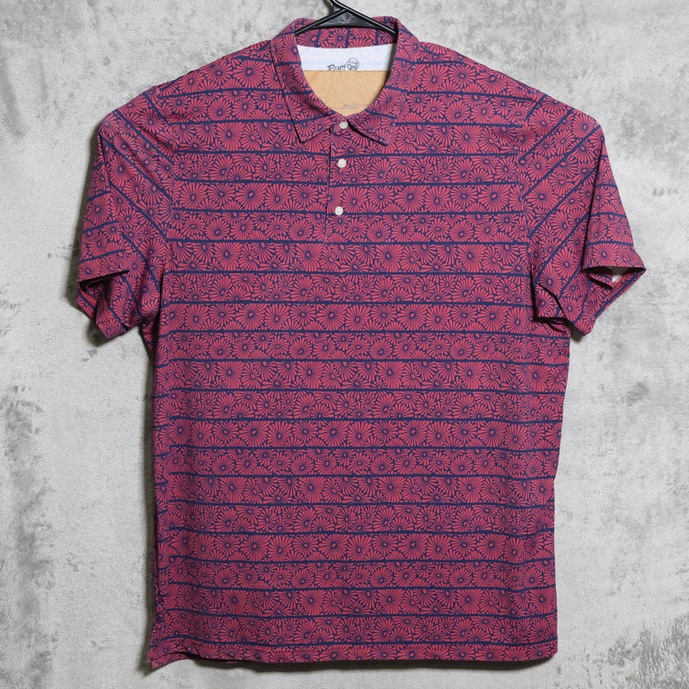 Reyn Spooner Polo Shirt Mens XL Pink Blue Floral Performance Limited Issue Golf - Picture 2 of 11